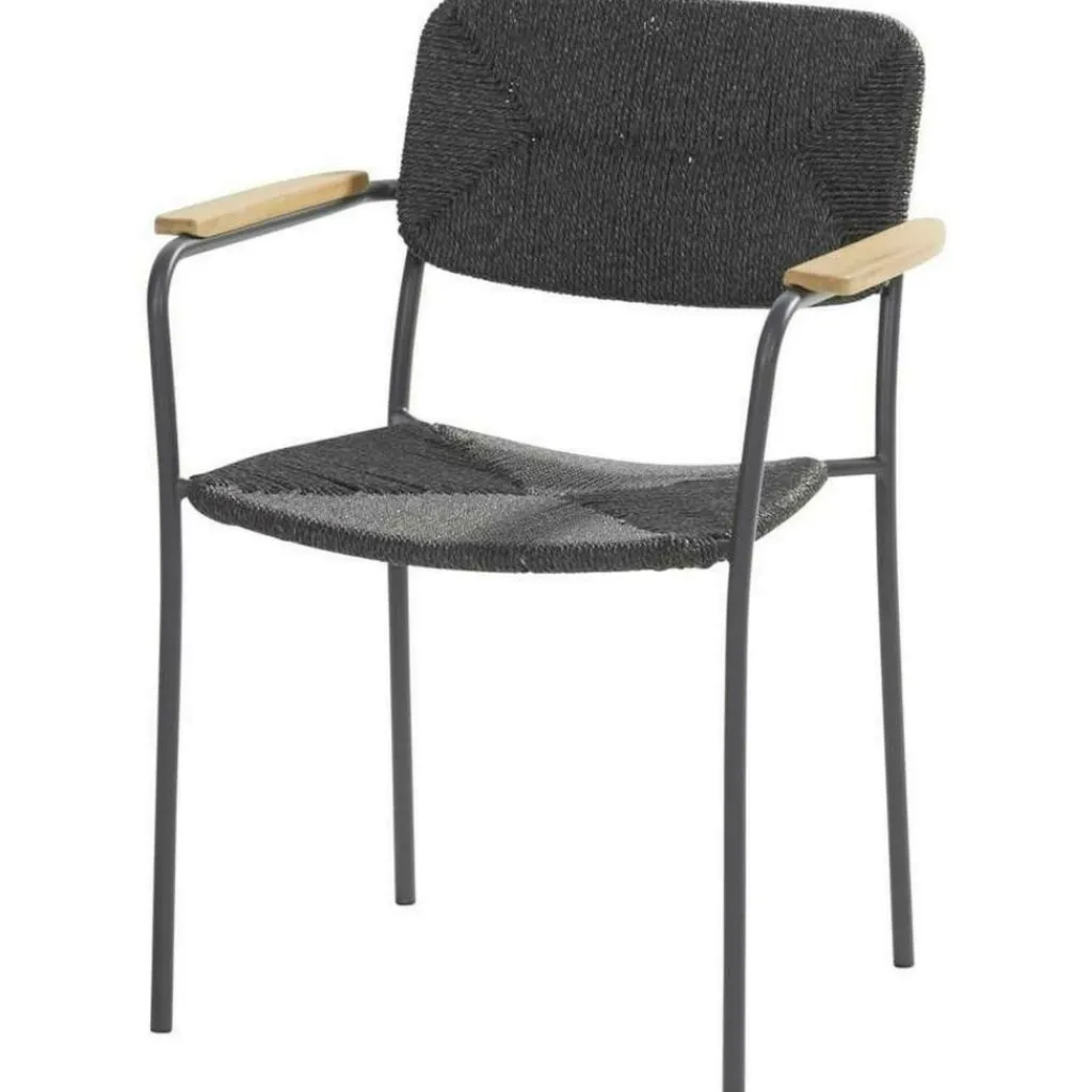 4 Seasons Outdoor Bora stapelbare tuinstoel anthracite teak< Tuinstoelen