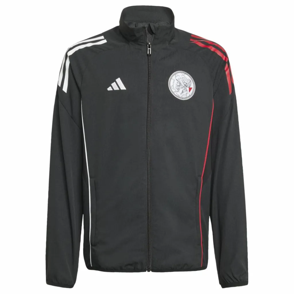 Voetbalkleding-adidas Ajax Tiro 25 trainingsjack junior black white bold red