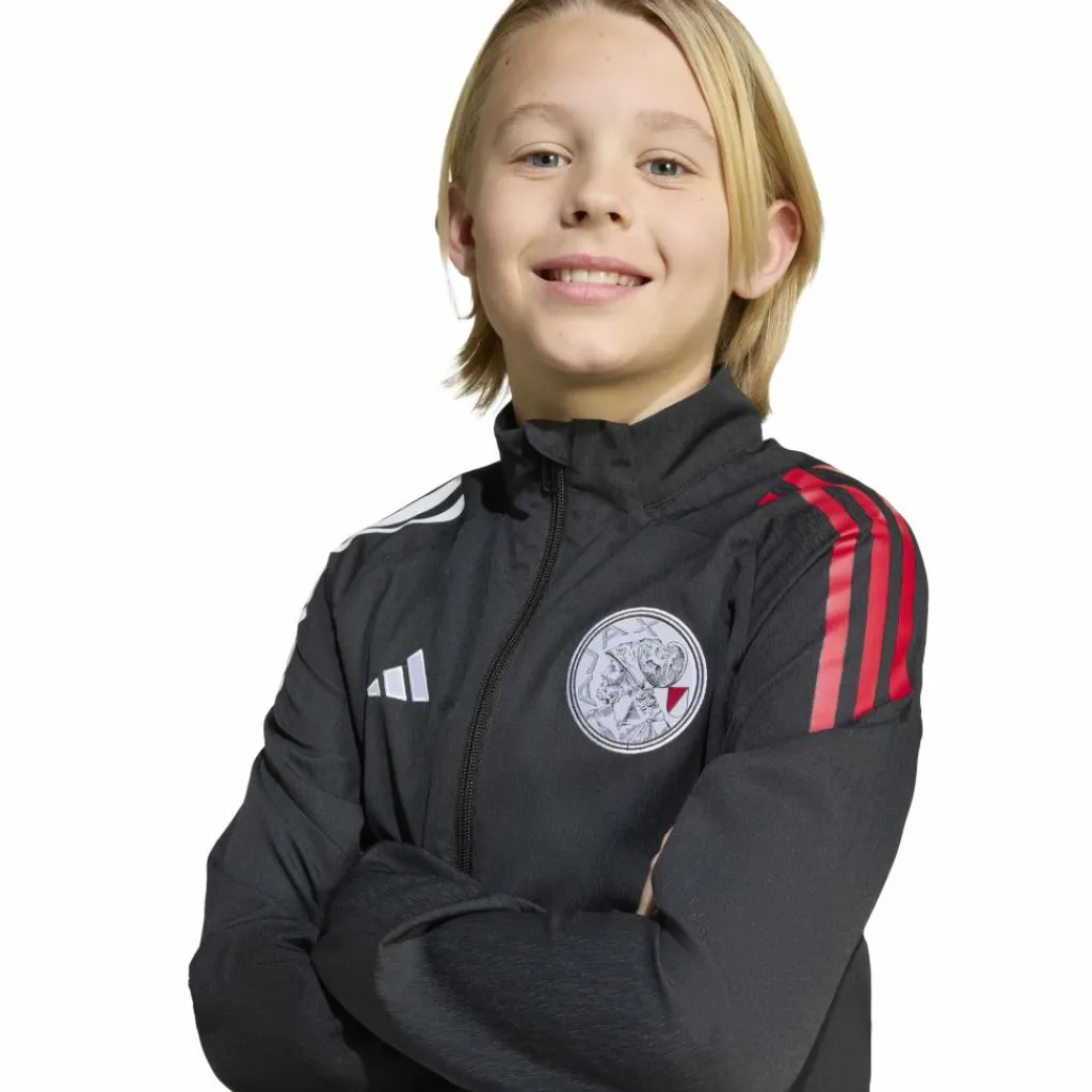 Voetbalkleding-adidas Ajax Tiro 25 trainingsjack junior black white bold red