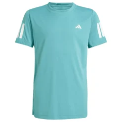 Tenniskleding-adidas Club 3-Stipes tennisshirt junior powder teal