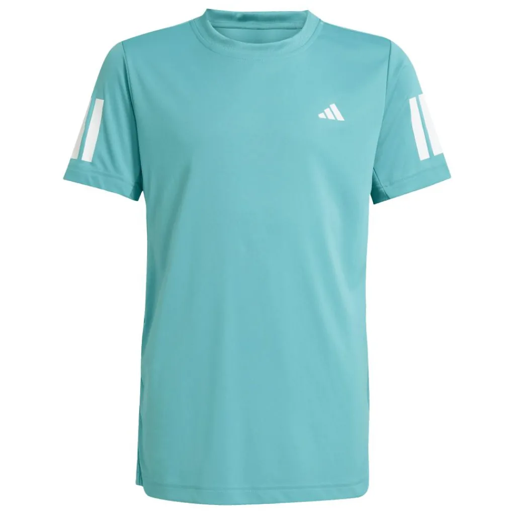 Tenniskleding-adidas Club 3-Stipes tennisshirt junior powder teal