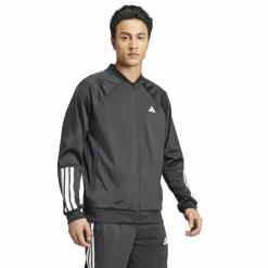 Tenniskleding-adidas Club 3-stripes knitted trainingsjack heren black