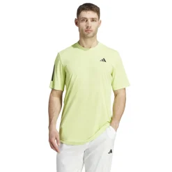 Tenniskleding-adidas Club 3-Stripes tennisshirt heren pulse lime