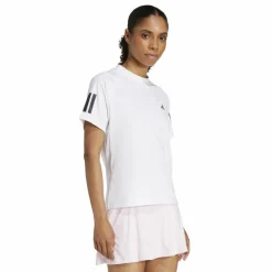Tenniskleding-adidas Club 3-stripes tennisshirt dames white