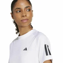 Tenniskleding-adidas Club 3-stripes tennisshirt dames white