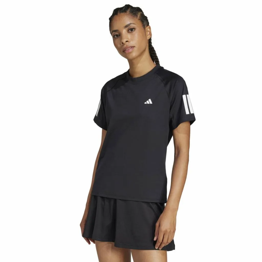 Tenniskleding-adidas Club 3-stripes tennisshirt dames black