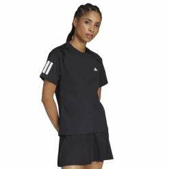 Tenniskleding-adidas Club 3-stripes tennisshirt dames black