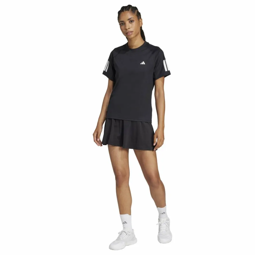 Tenniskleding-adidas Club 3-stripes tennisshirt dames black