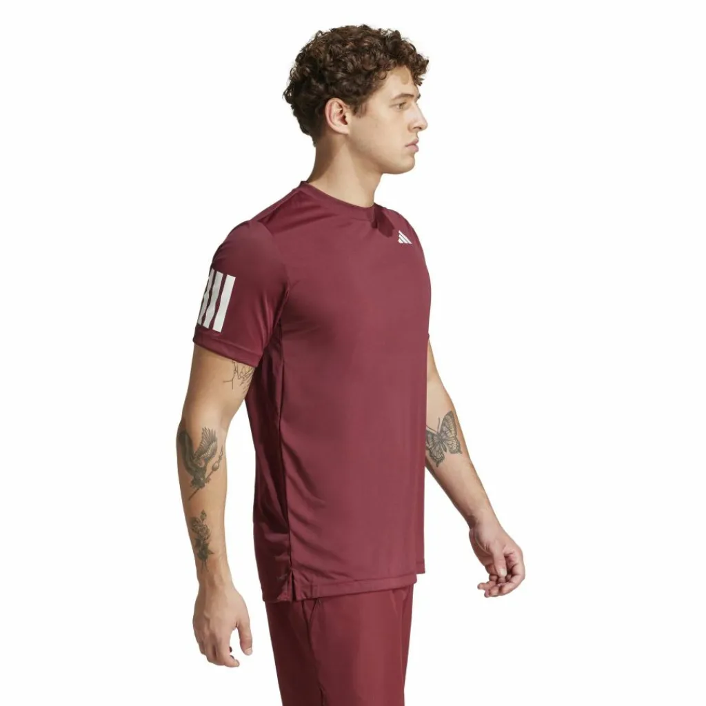adidas Club 3-stripes tennisshirt heren shadow red< Tenniskleding
