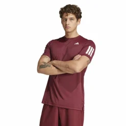 adidas Club 3-stripes tennisshirt heren shadow red< Tenniskleding