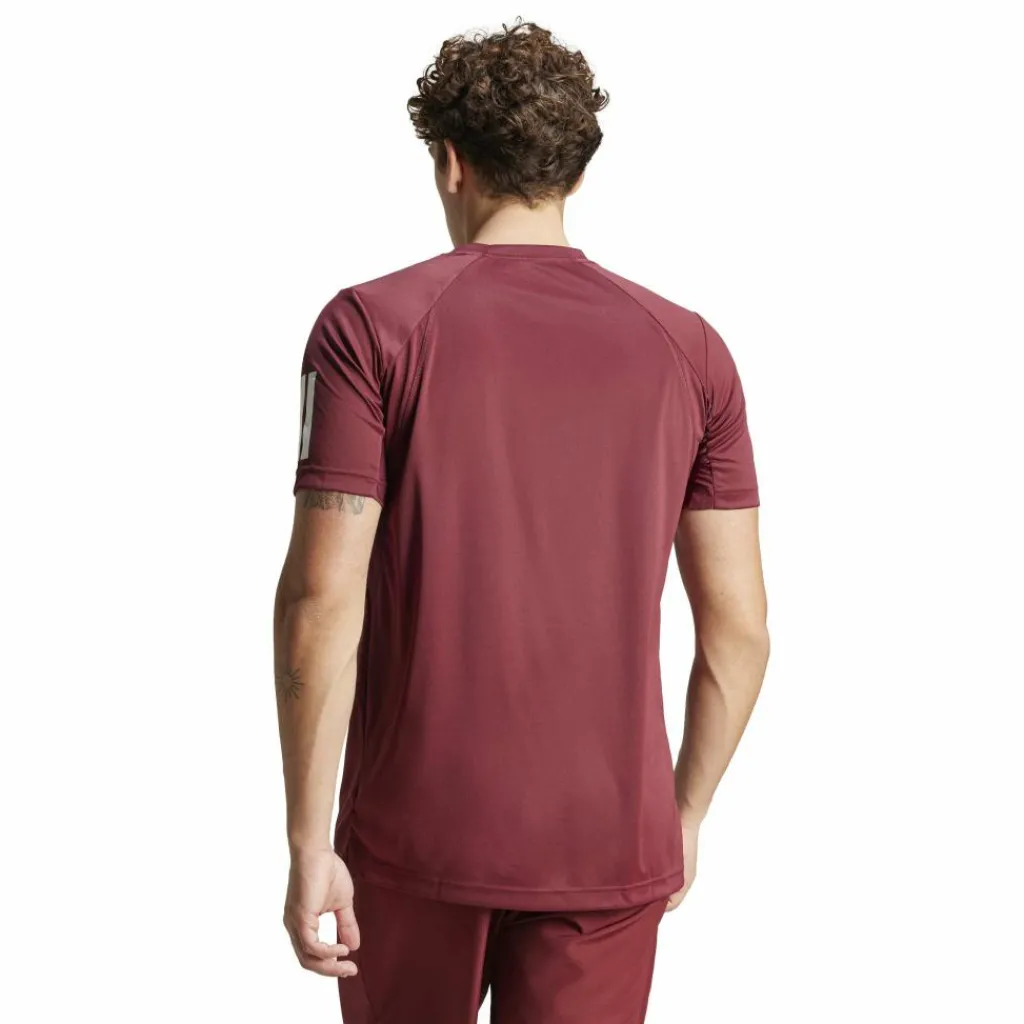 adidas Club 3-stripes tennisshirt heren shadow red< Tenniskleding