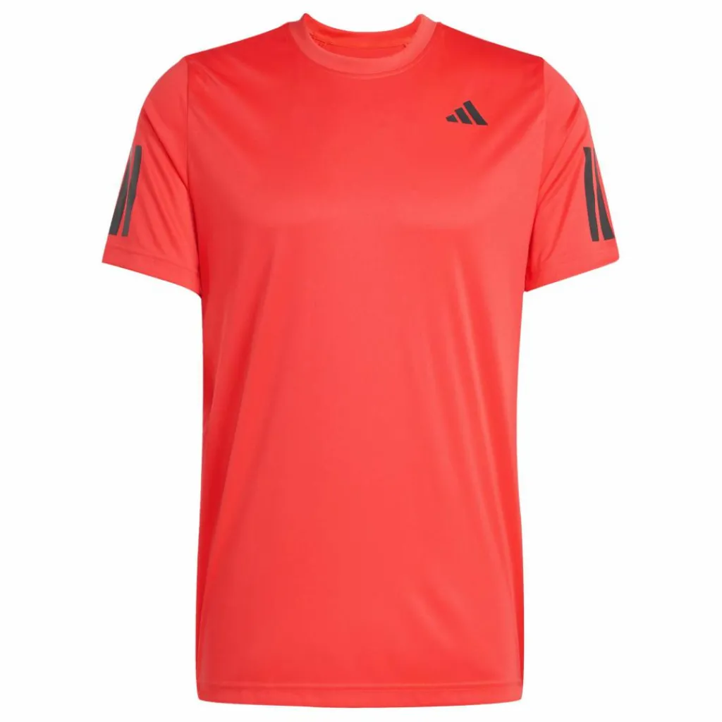 Tenniskleding-adidas Club 3-stripes tennisshirt heren semi lucid red
