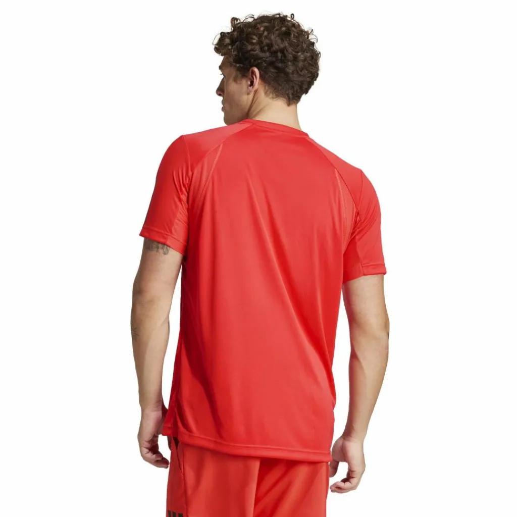 Tenniskleding-adidas Club 3-stripes tennisshirt heren semi lucid red