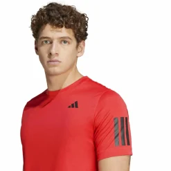 Tenniskleding-adidas Club 3-stripes tennisshirt heren semi lucid red