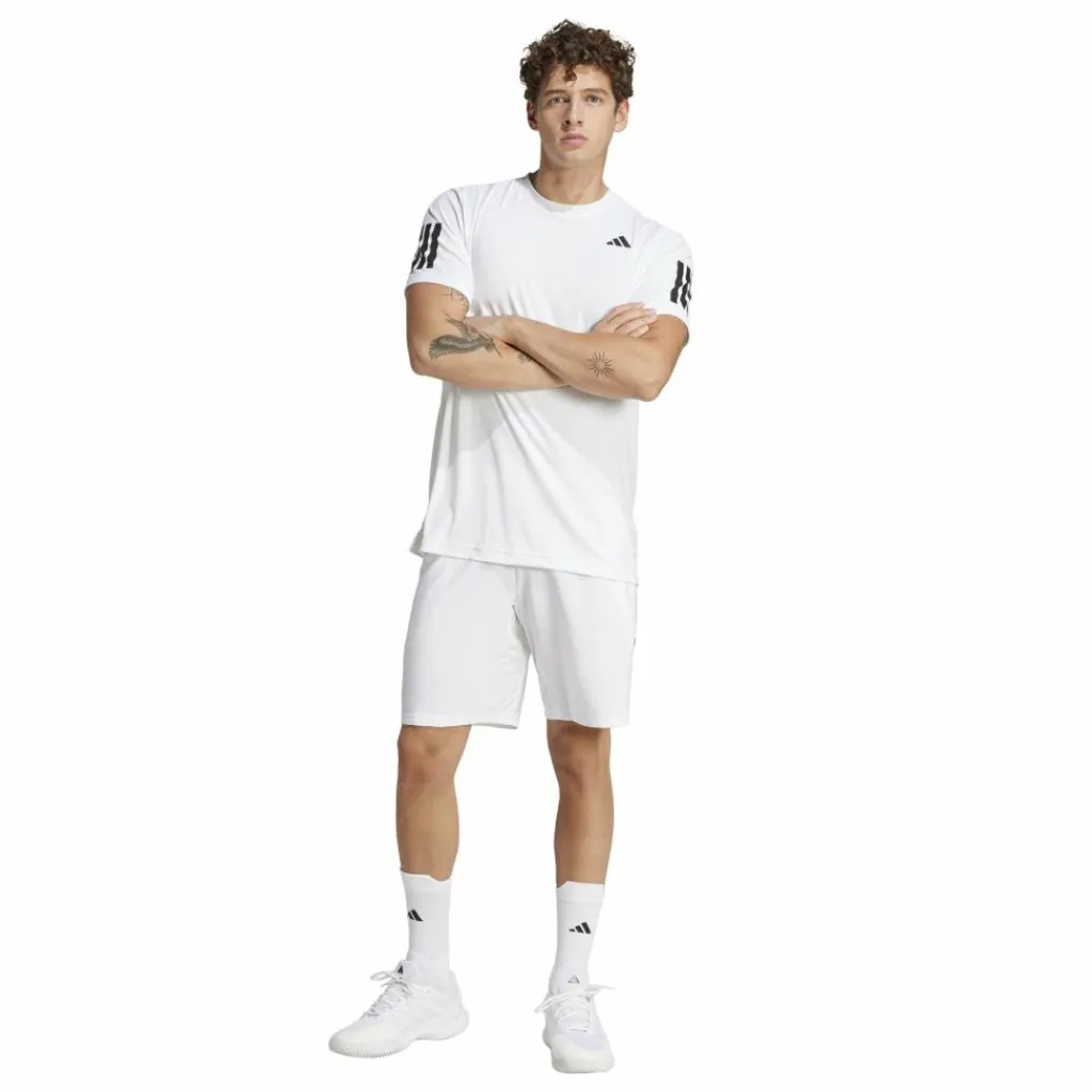 Tenniskleding-adidas Club 3-stripes tennisshort heren white