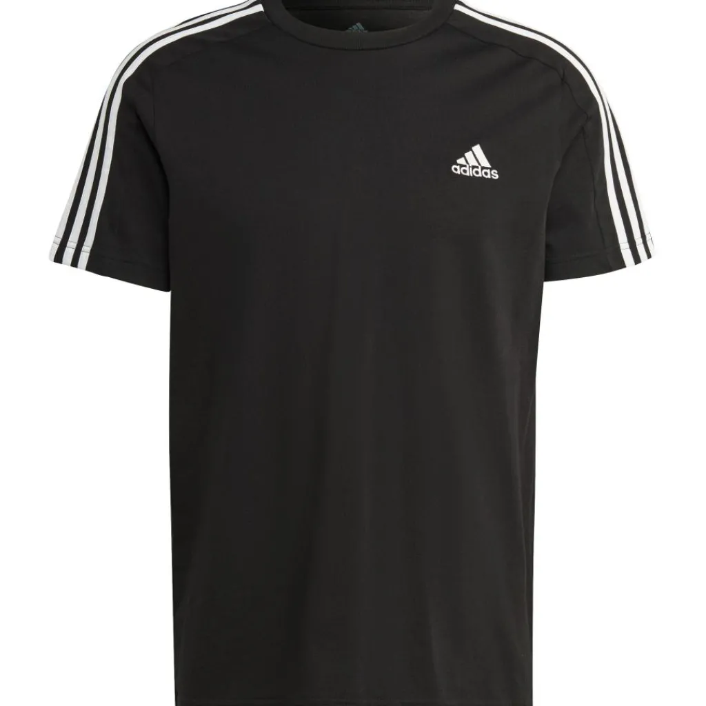 Shirts, Polo's & Blouses-adidas Essential Single Jersey 3-Stripes shirt heren black white