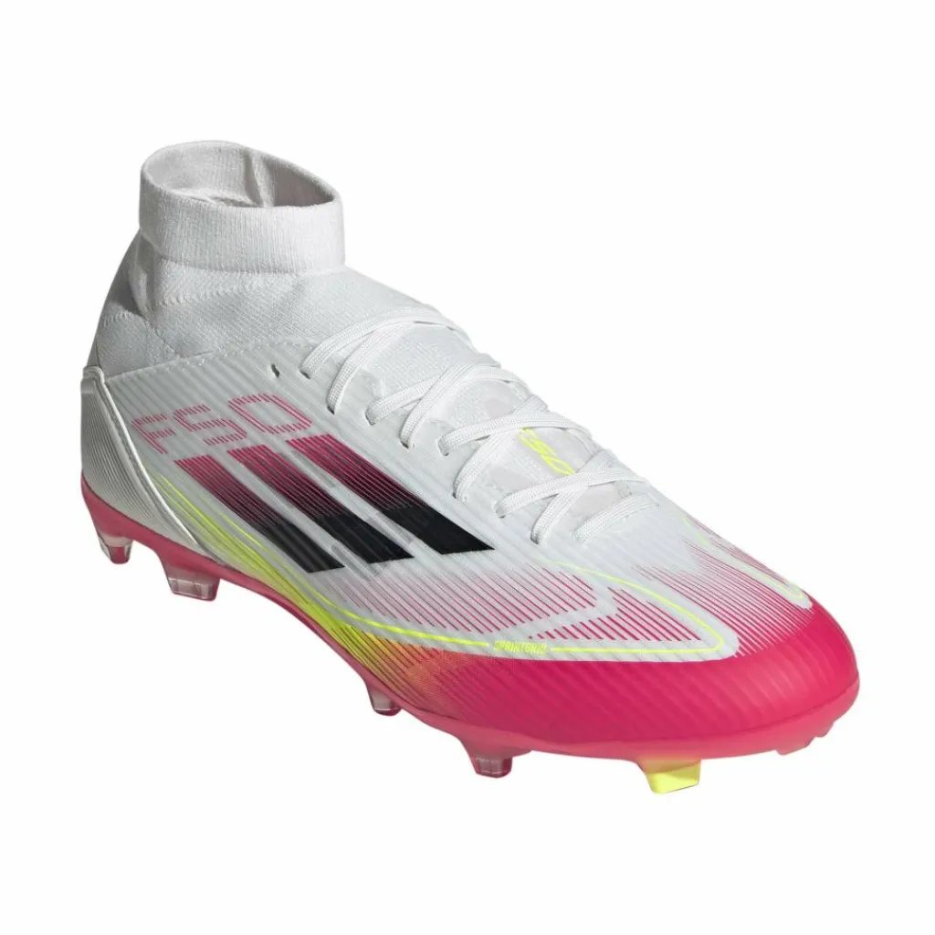 Voetbalschoenen-adidas F50 League FG MG Mid voetbalschoenen heren cloud white core black solar yellow