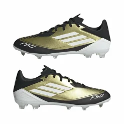 Voetbalschoenen-adidas F50 League Messi FG MG voetbalschoenen heren gold metallic cloud white core black