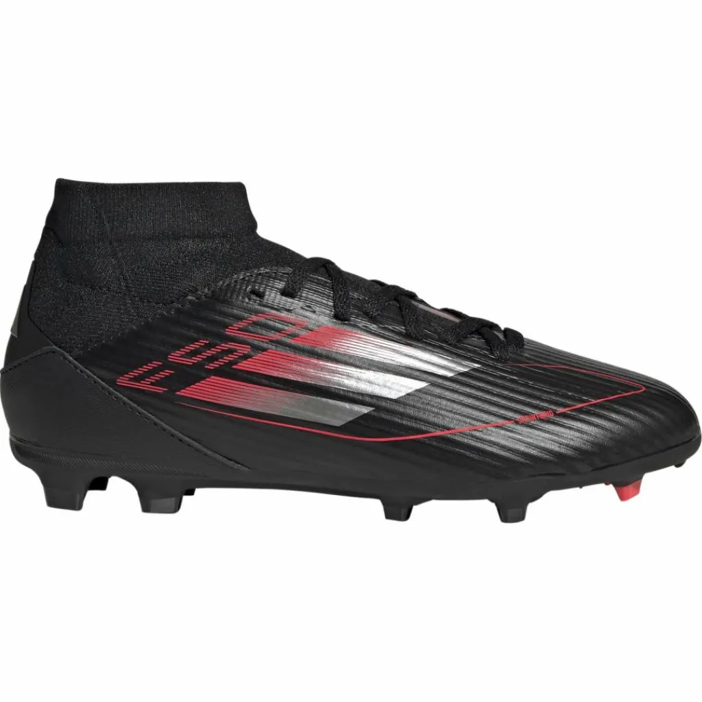 Voetbalschoenen-adidas F50 League Mid FG MG voetbalschoenen junior core black iron metallic lucid red
