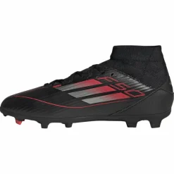 Voetbalschoenen-adidas F50 League Mid FG MG voetbalschoenen junior core black iron metallic lucid red