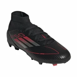 Voetbalschoenen-adidas F50 League Mid FG MG voetbalschoenen junior core black iron metallic lucid red