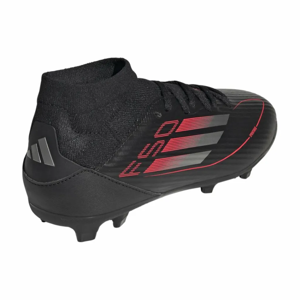 Voetbalschoenen-adidas F50 League Mid FG MG voetbalschoenen junior core black iron metallic lucid red