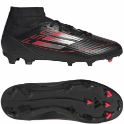 Voetbalschoenen-adidas F50 League Mid FG MG voetbalschoenen junior core black iron metallic lucid red