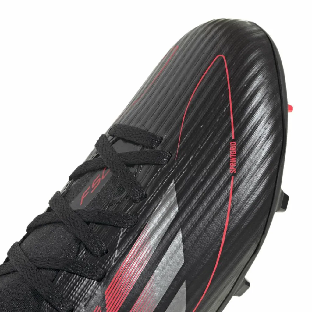 Voetbalschoenen-adidas F50 League Mid FG MG voetbalschoenen junior core black iron metallic lucid red