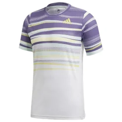 Tenniskleding-adidas Freelift Heat Ready tennisshirt heren white shock  yellow