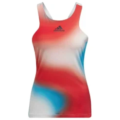 Tenniskleding-adidas Mel Y tennis tanktop dames white vived red sky rush