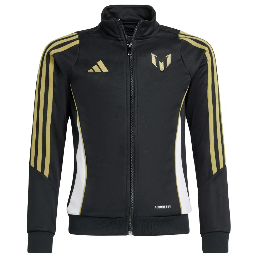Voetbalkleding-adidas Messi trainingsjack junior black gold