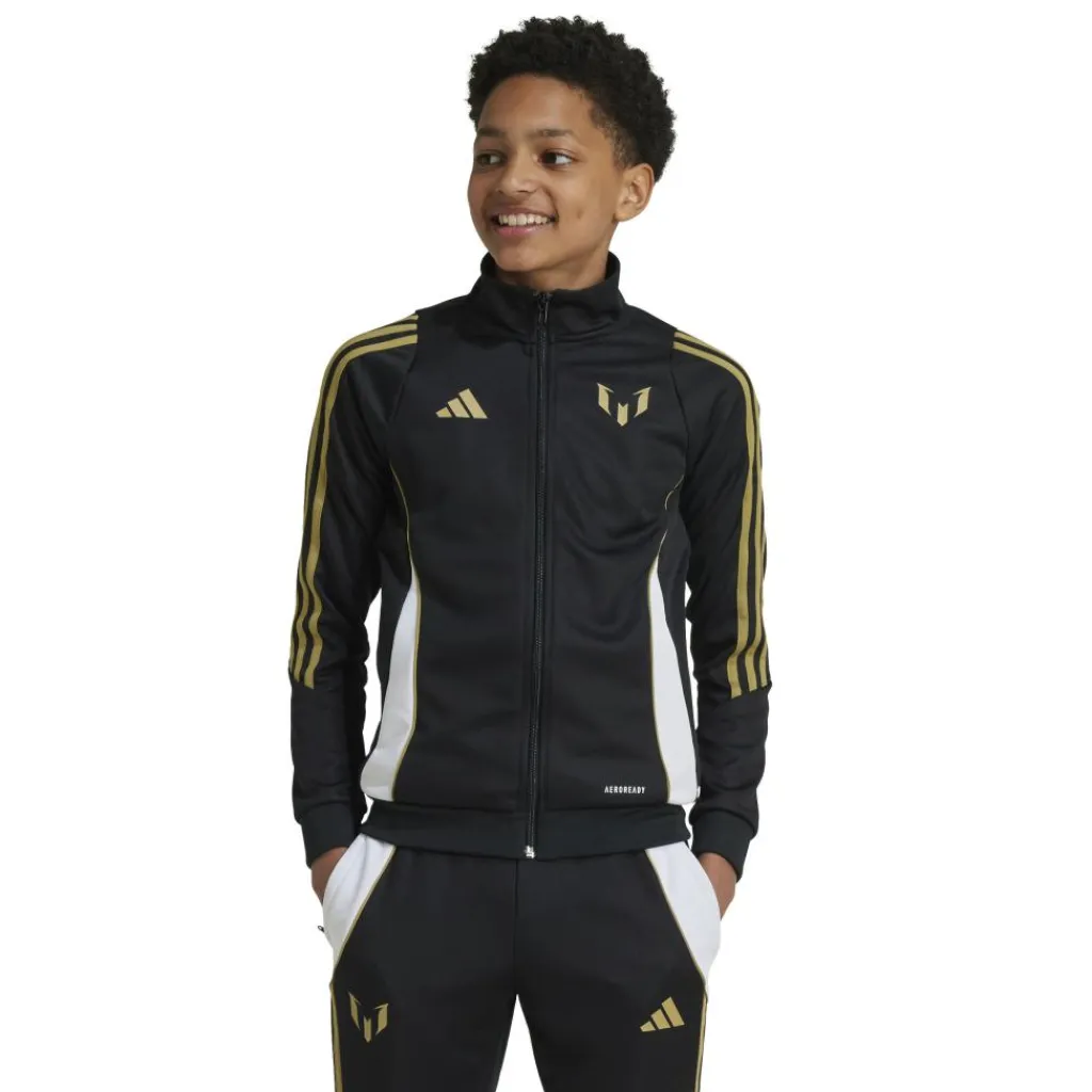 Voetbalkleding-adidas Messi trainingsjack junior black gold
