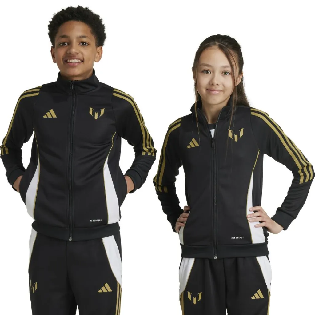 Voetbalkleding-adidas Messi trainingsjack junior black gold