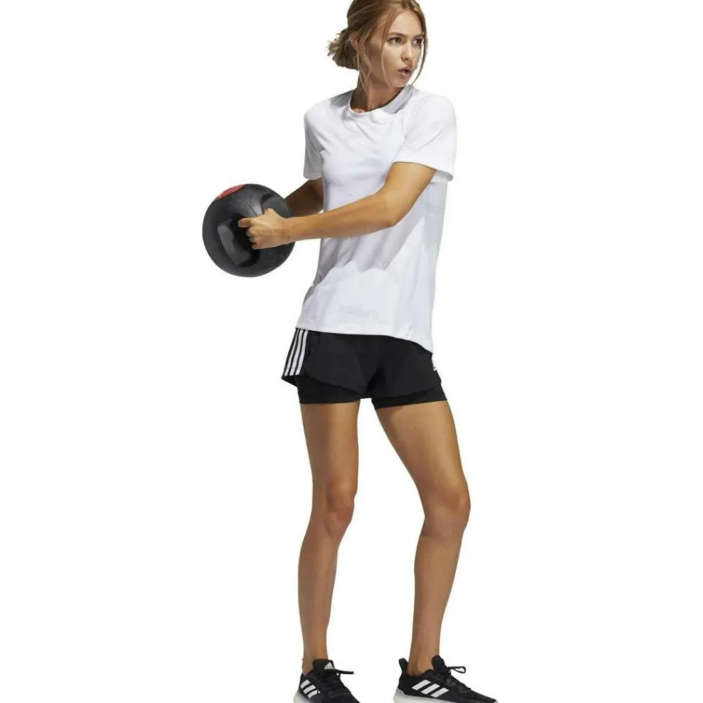 Sportbroek-adidas Pacer 3-Stripes 2-in-1 short dames black