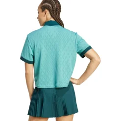 Tenniskleding-adidas Pro Climacool tennispolo dames powder teal