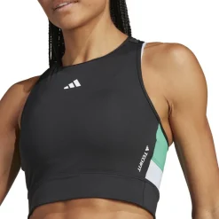 Sportshirt-adidas Techfit Colorblock Cropped Training tanktop dames  black semi court green