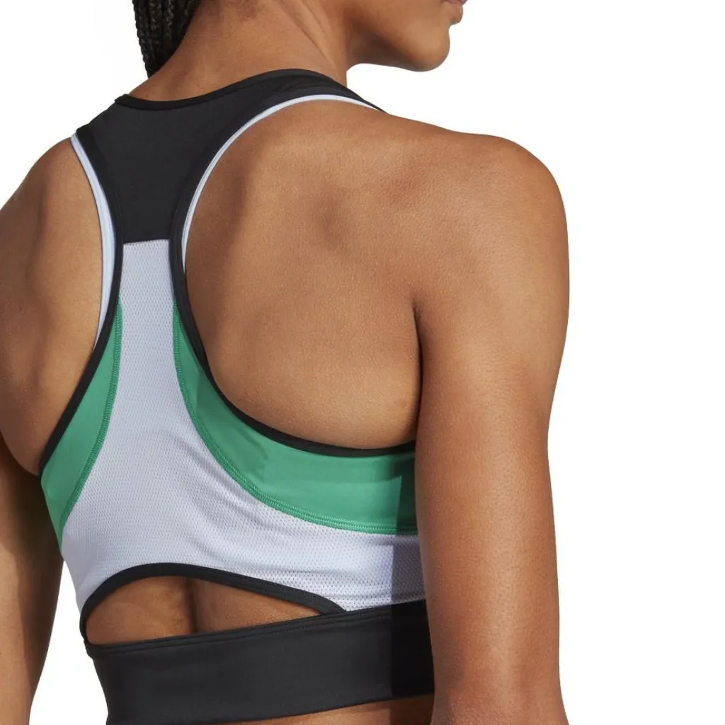 Sportshirt-adidas Techfit Colorblock Cropped Training tanktop dames  black semi court green