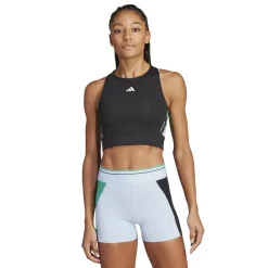 Sportshirt-adidas Techfit Colorblock Cropped Training tanktop dames  black semi court green