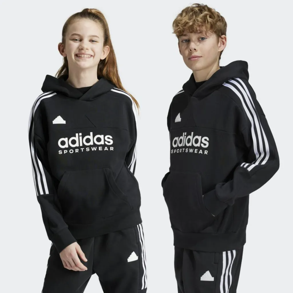 Sport Trui-adidas Tiro fleece hoodie junior black white