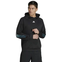 Sport Trui-adidas Train Icons 3-Stripes hoodie heren black arctic night white