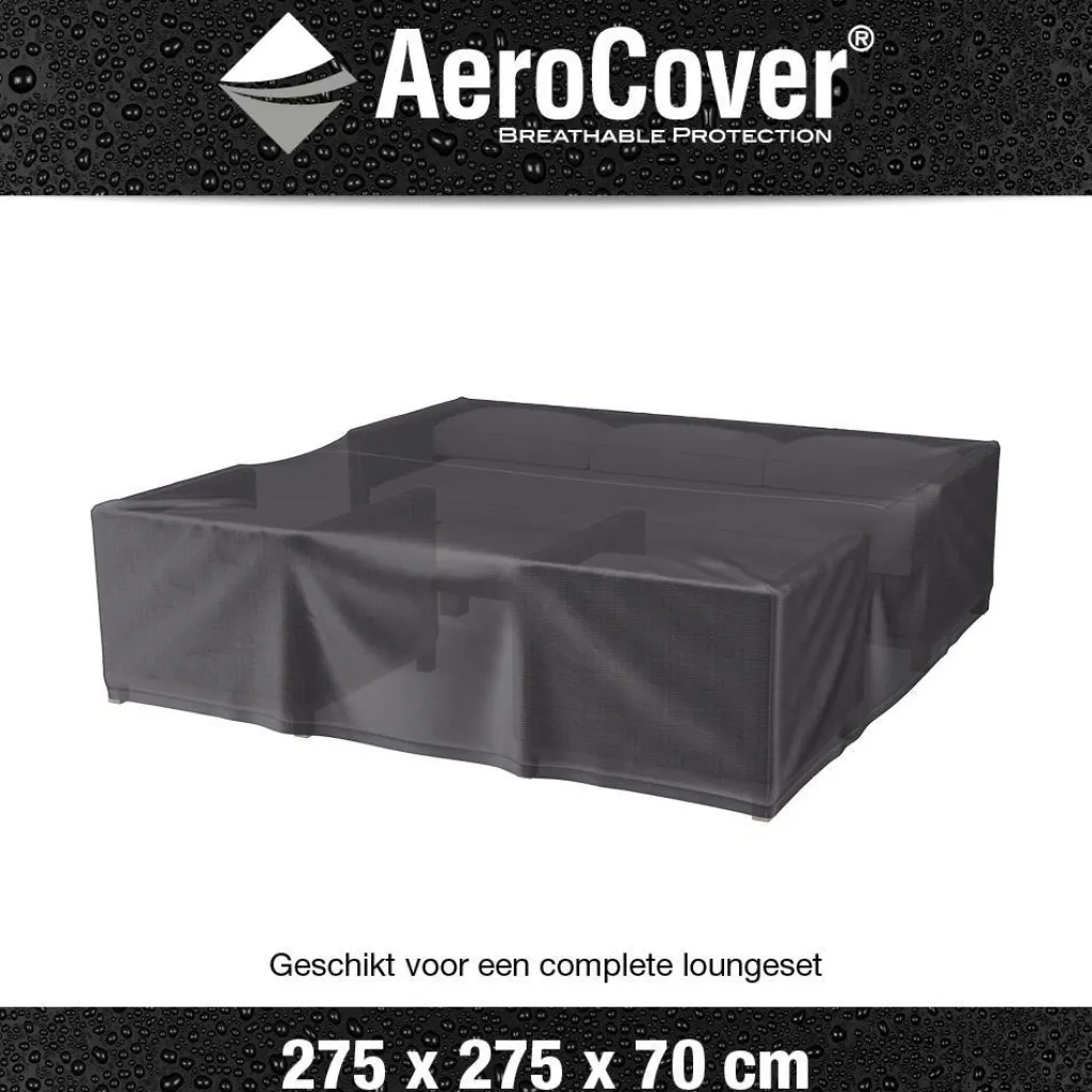 Aerocover Loungesethoes 275 x 275 x 70 antraciet< Tuinmeubelhoezen