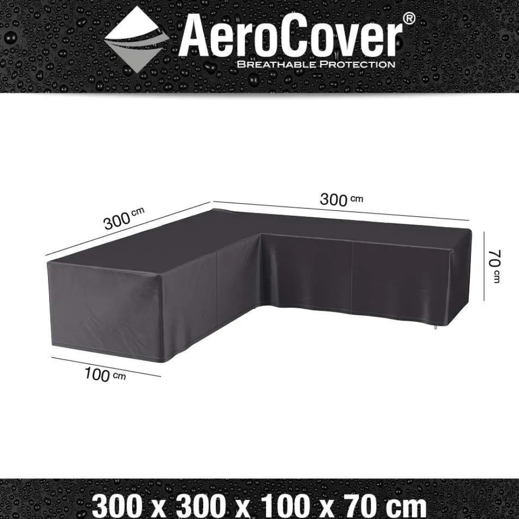 Tuinmeubelhoezen-Aerocover Loungesethoes hoekset L-vorm 300 x 300 x 100 x 70 antraciet