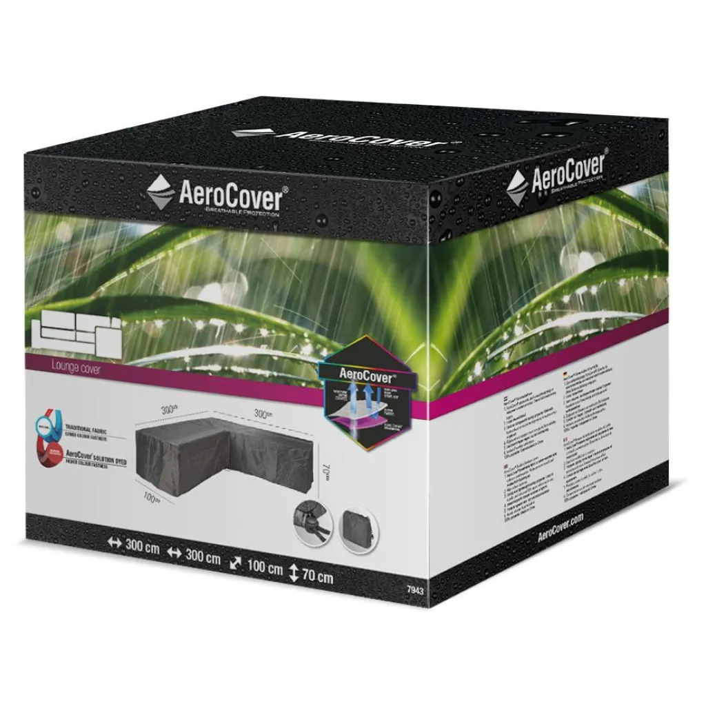 Tuinmeubelhoezen-Aerocover Loungesethoes hoekset L-vorm 300 x 300 x 100 x 70 antraciet