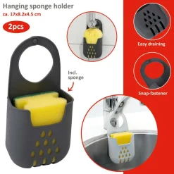 Alpina Hangende sponshouder 2 kleuren assorti< Schoonmaakartikelen