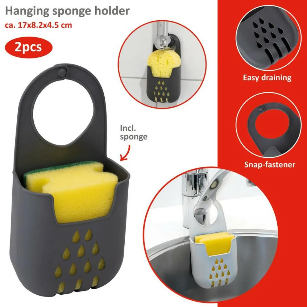 Alpina Hangende sponshouder 2 kleuren assorti< Schoonmaakartikelen