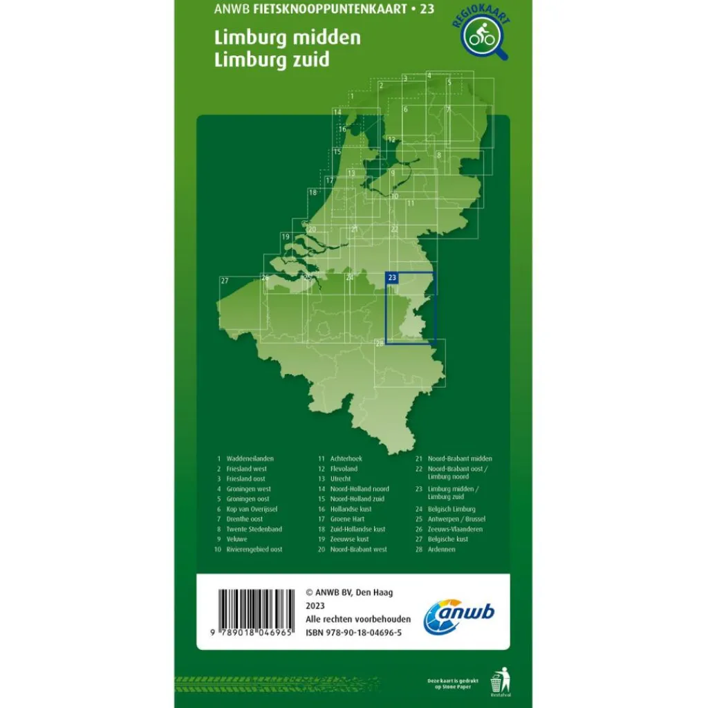 ANWB Knooppunten 23 Limburg Midden Limburg Zuid fietskaart< Reisboeken & Kaarten