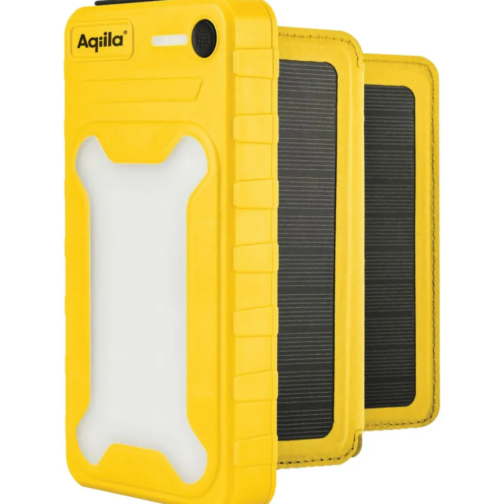 Accu's & Batterijen-Aqiila Powerbird BS10 Solar 10.000 mAh powerbank yellow