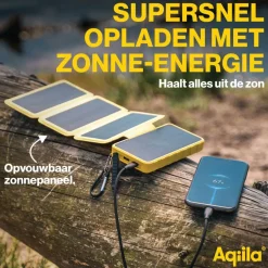 Accu's & Batterijen-Aqiila Powerbird BS10 Solar 10.000 mAh powerbank yellow
