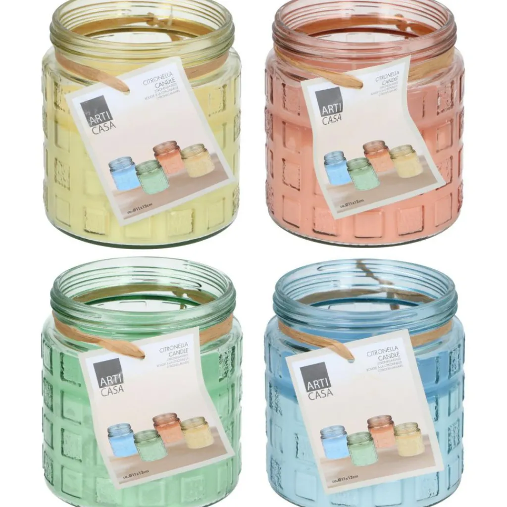 Arti Casa Citronellakaars 4 kleuren assorti< Anti Insecten