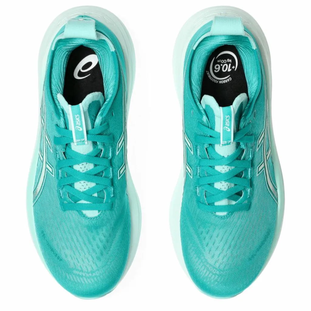 Asics Gel-Nimbus 27 hardloopschoenen dames wave teal illuminate mint< Hardloopschoenen